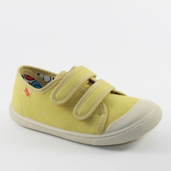 ZAPATILLAS BAREFOOT LONA 2 VELCROS MOSTAZA- VULLADI
